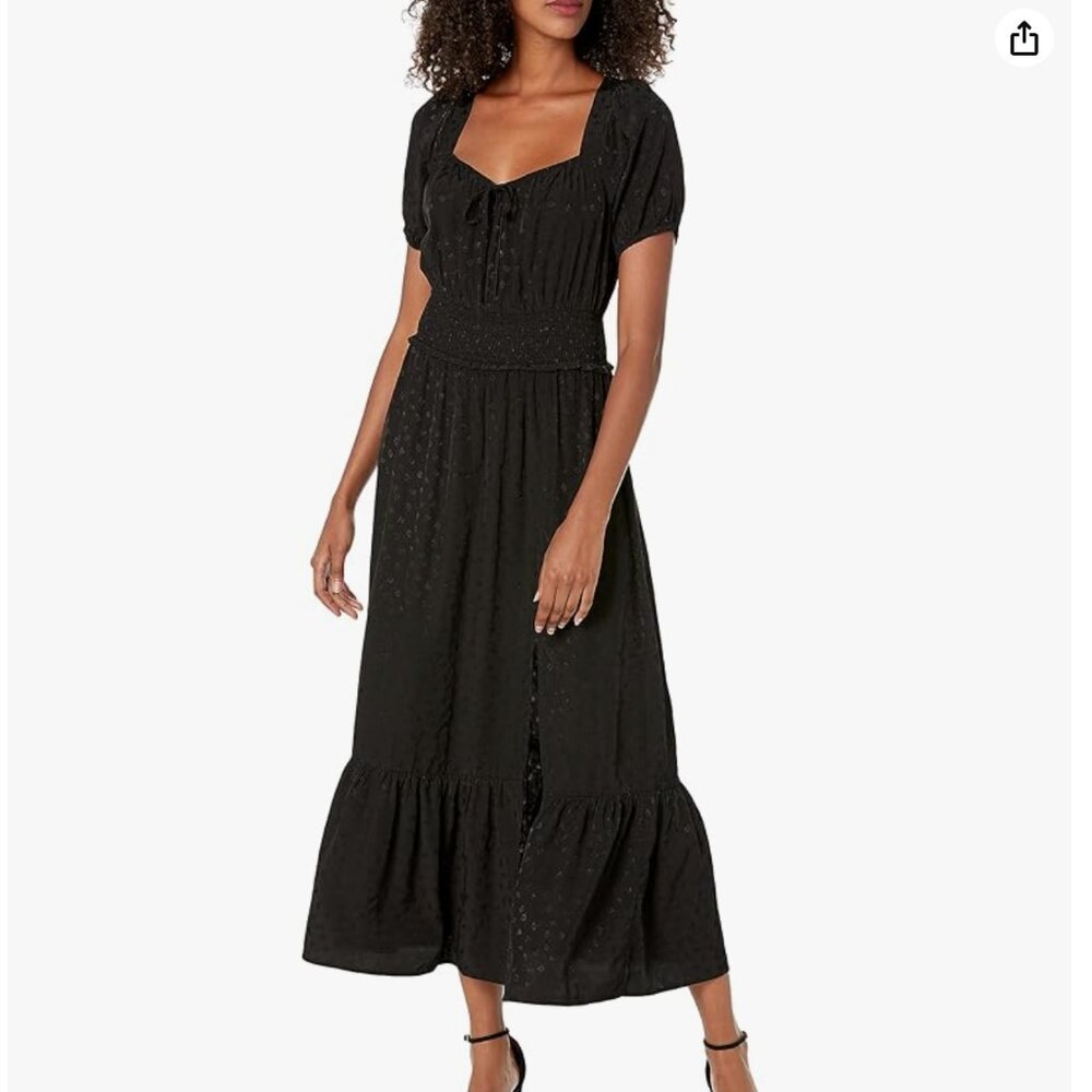 Paige Avonne Black Side Slit Midi Dress - M